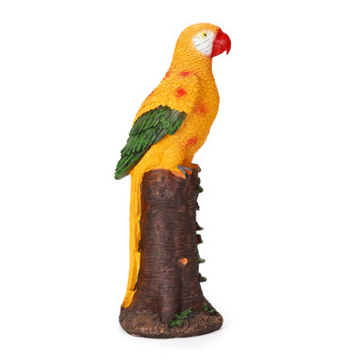 Quarryville Bayou Breeze Tiki Tropical Solar Parrot Garden Statue with Spotlight for Outdoor Decor
