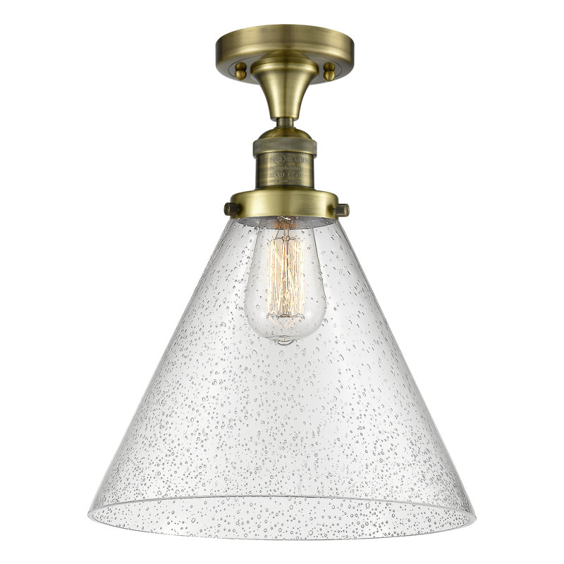 Plafonnier semi-encastré 1 lumière 12 po Chris, Laiton antique, Ampoule DEL 6 watts Vinage, Grainé