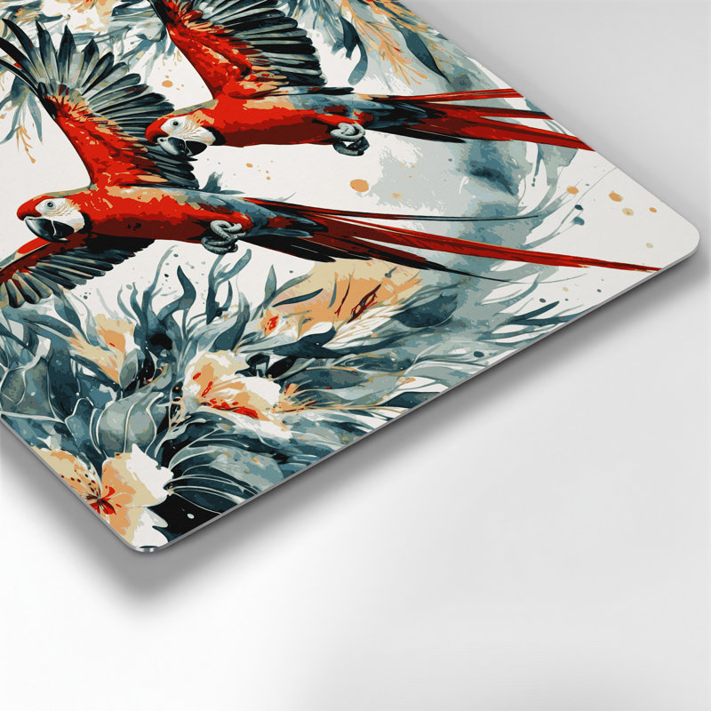 Oiseaux, art mural blanc, perroquet, roi australien, H 16 po x l 16 po