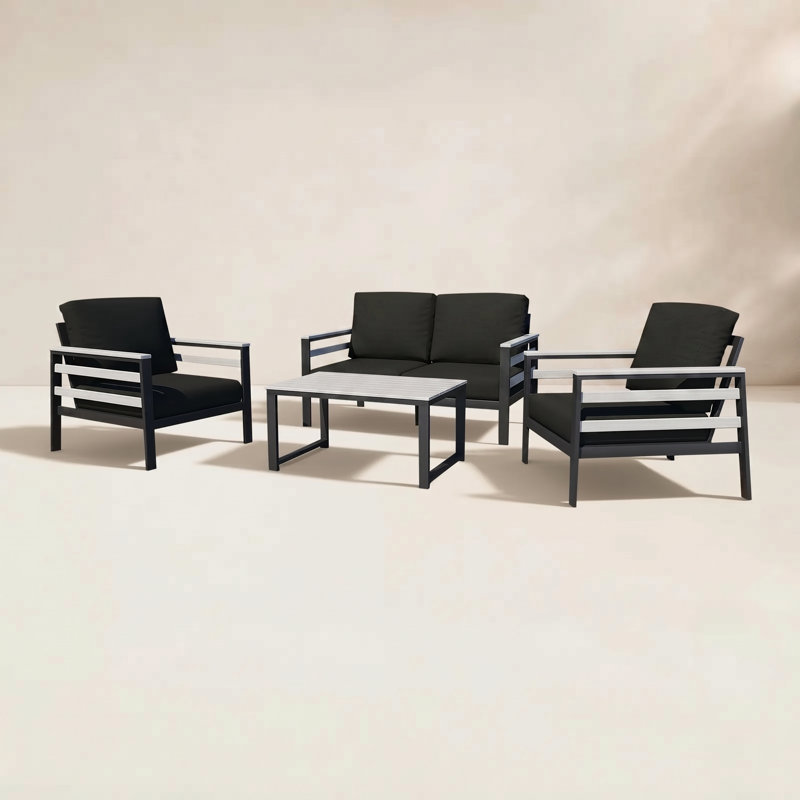 Townsend - Person Patio Conversation Set with Cushions, Canvas Black Sunbrella® Canvas