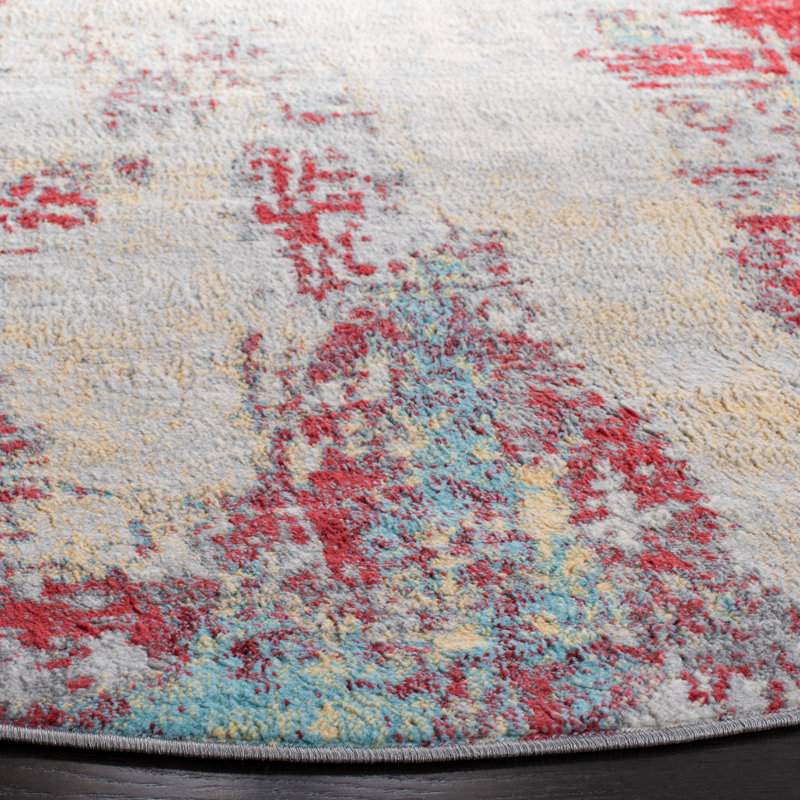 Rudi 100 Performance Abstract Rug, Round 6'7"