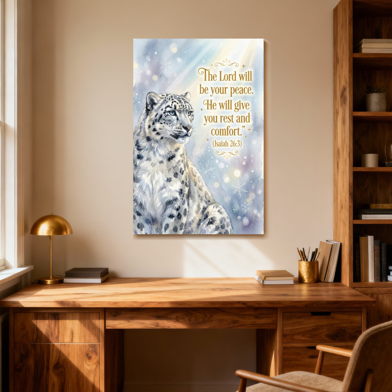 Fashion Snow Leopard With Scripture Verse