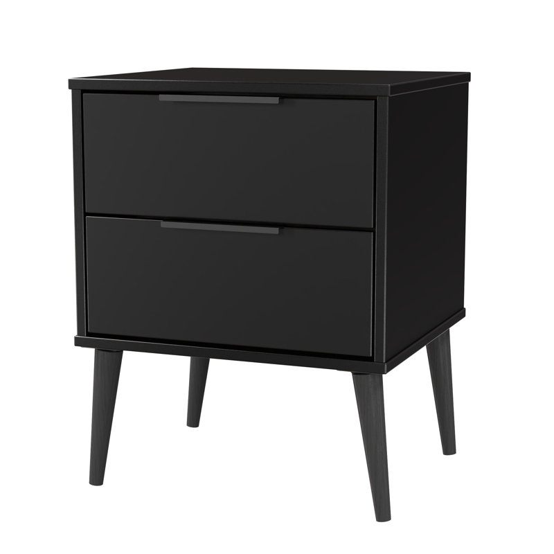 Peacham 45cm W Manufactured Wood Bedside Table, Black