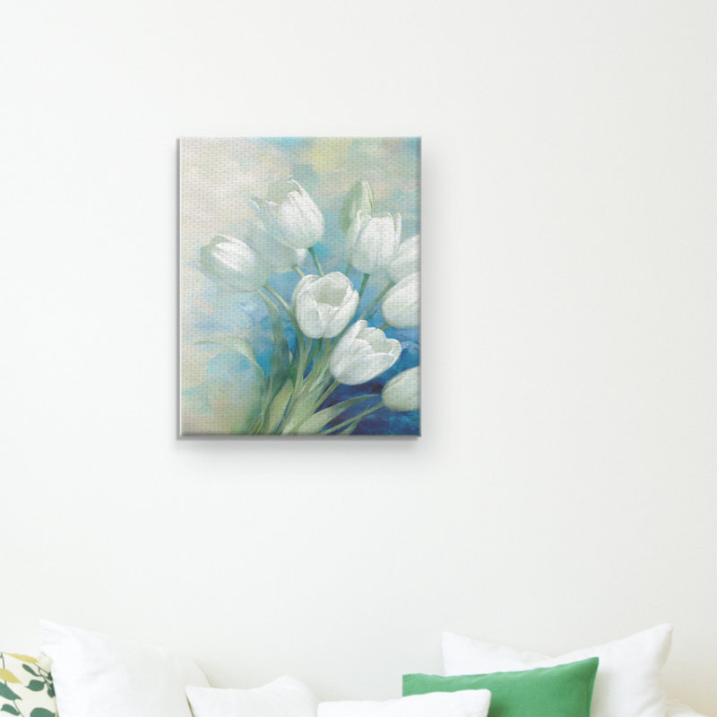 « tulips florales », reproduction de peinture à l’acrylique sur toile tendue, H 20 po x l 16 po x P 1,5 po