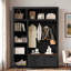 Arbre d'entrée 3 en 1 avec armoire de rangement supérieure, rangement ouvert, 3 tablettes latérales réglables, 4 crochets robustes, 2 tiroirs spacieux et banc de siège-2081341280