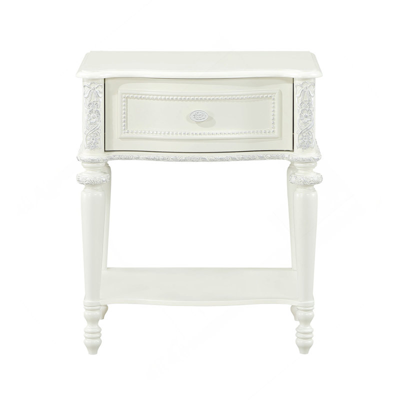 Table de chevet ivoire avec 1 tiroir