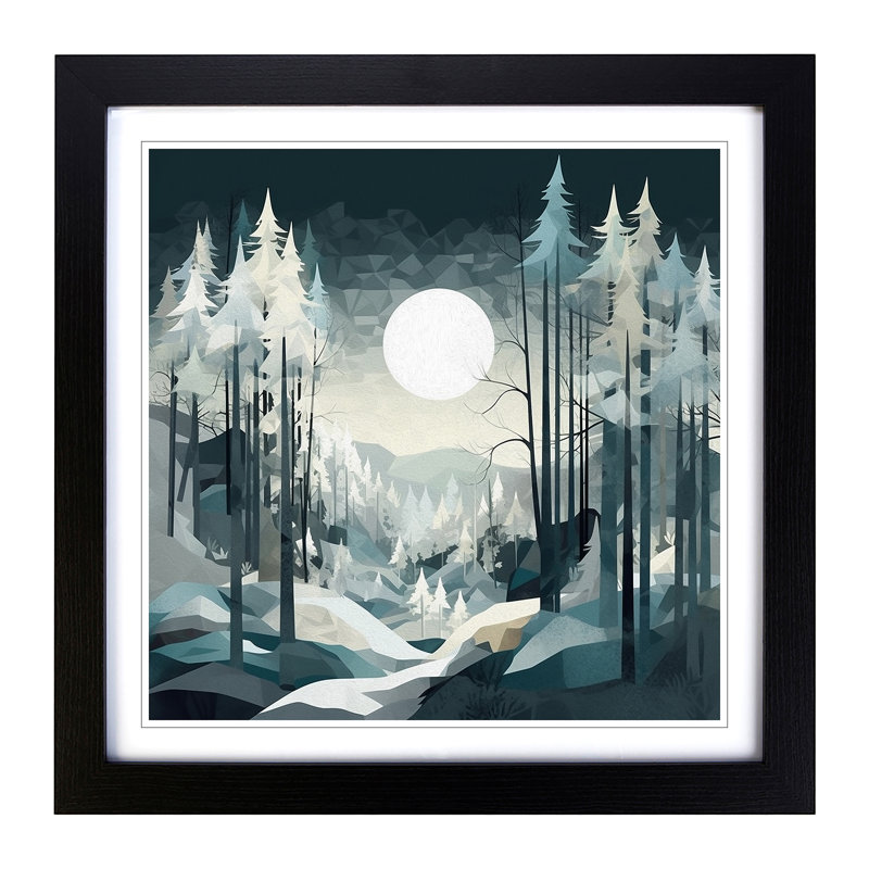 Winter Forest Graphic Art - Framed Print, Black Framed