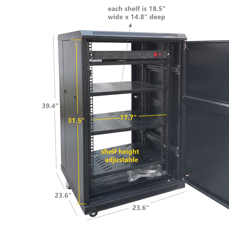 Fixturedisplays® Server Av Cabinet Audio Video Equipment Rack Lock Keys Metal Black 18 U W/ Shelf Easy Assembly Video In Despription 3D26F7F52993451DAA9297E6657D14C8