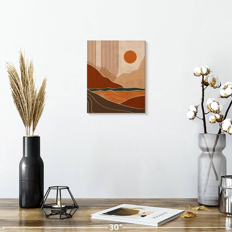 Boho Sunset Landscape VII - reproduction d'art sur toile tendue, H 10 po x l 8 po x P 1 po