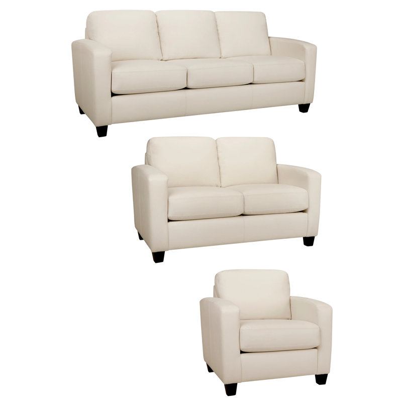 Ensemble de salon en cuir 3 pièces Warminster, Cuir assorti blanc