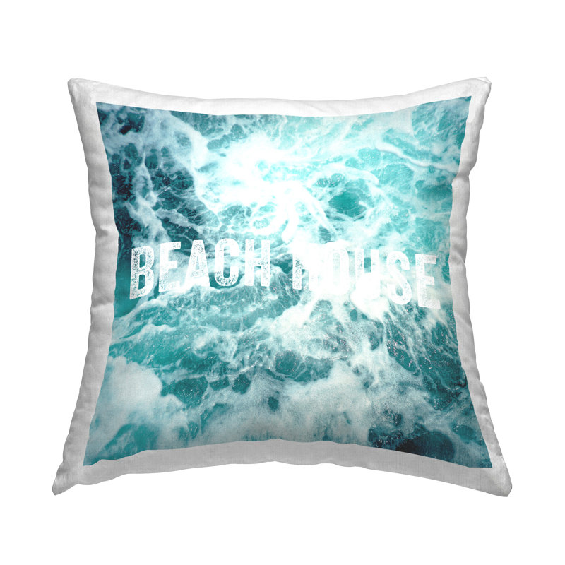 Conception de coussin décoratif imprimé en mousse Blue Beach House par Amy Brinkman