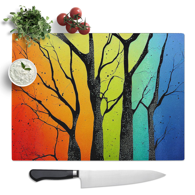 Colourful Trees Vol.5 Abstract  Glass Chopping Board