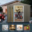Remise de rangement extérieure en métal gris 8 pi x 6 pi - Fabrication robuste en fer galvanisé, évents perforés pour une meilleure ventilation, porte coulissante avec serrure, utilitaire d'assemblage simple en acier robuste, quatre