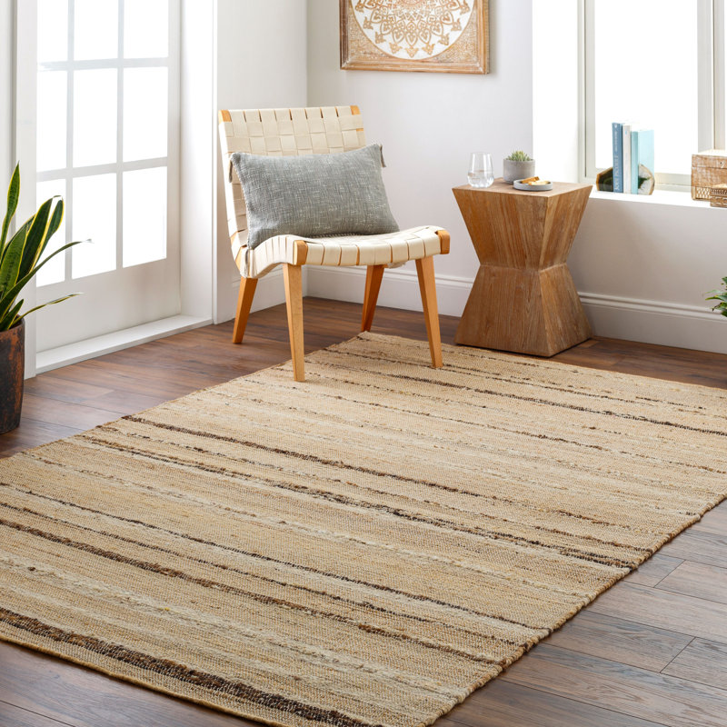 Striped Indoor Rug, Rectangle 9' x 12', Beige