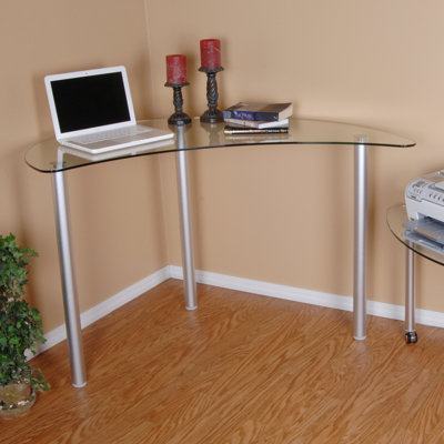 Boylan Tempered Glass Aluminium Writing Desk