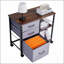 Classeur mobile en métal avec 3 tiroirs en tissu et 2 tablettes ouvertes pour un rangement organisé et un accès facile-1851931315