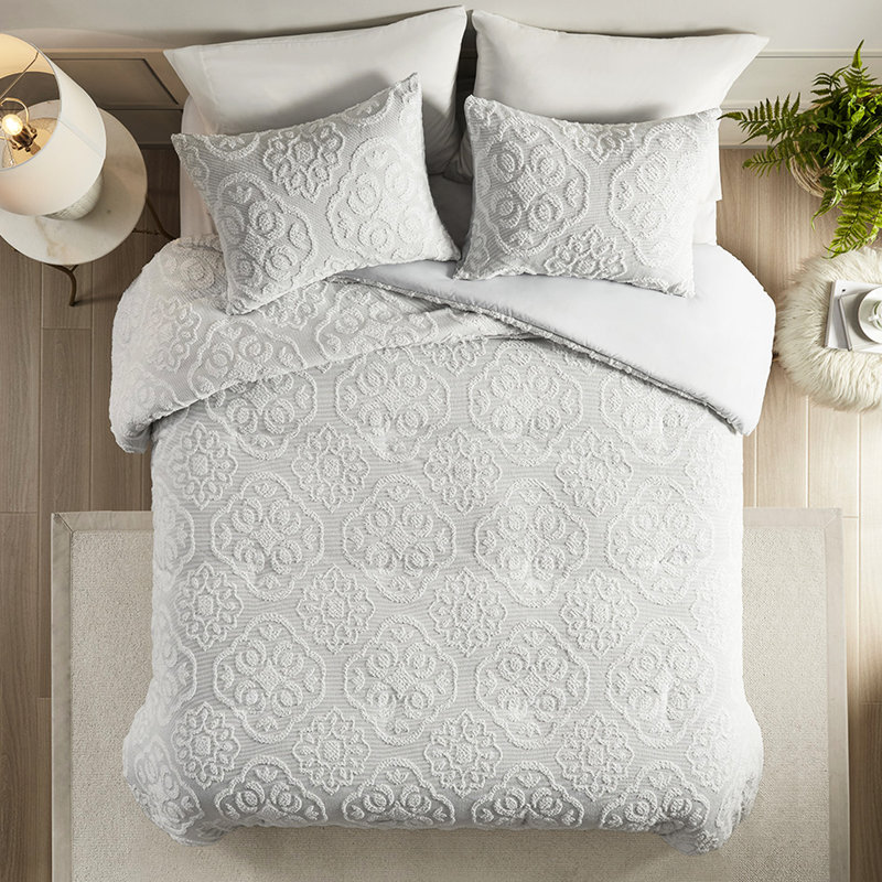 Housse de couette très grand / très grand médaillon - gris blanc, doux, lavable à la machine et avec fermeture à boutons