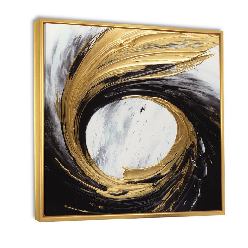 Waves Of Midnight Passion, abstrait noir et or - peinture abstraite sur toile, H 24 po x l 24 po x P 1 po