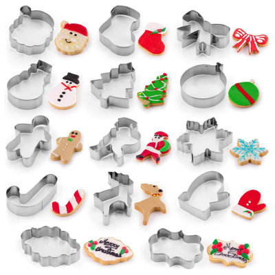 Zulay 14 Piece Non-Stick Kitchen Metal Christmas Cookie Cutters Set