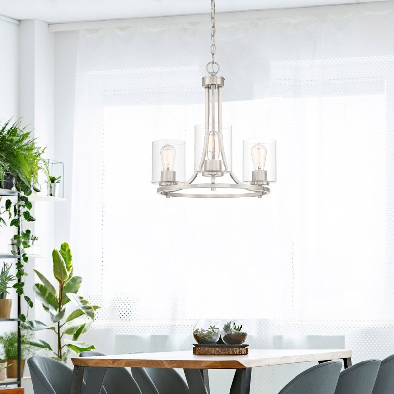 Lustre classique à 3 lumières Raelyn, Satin platine