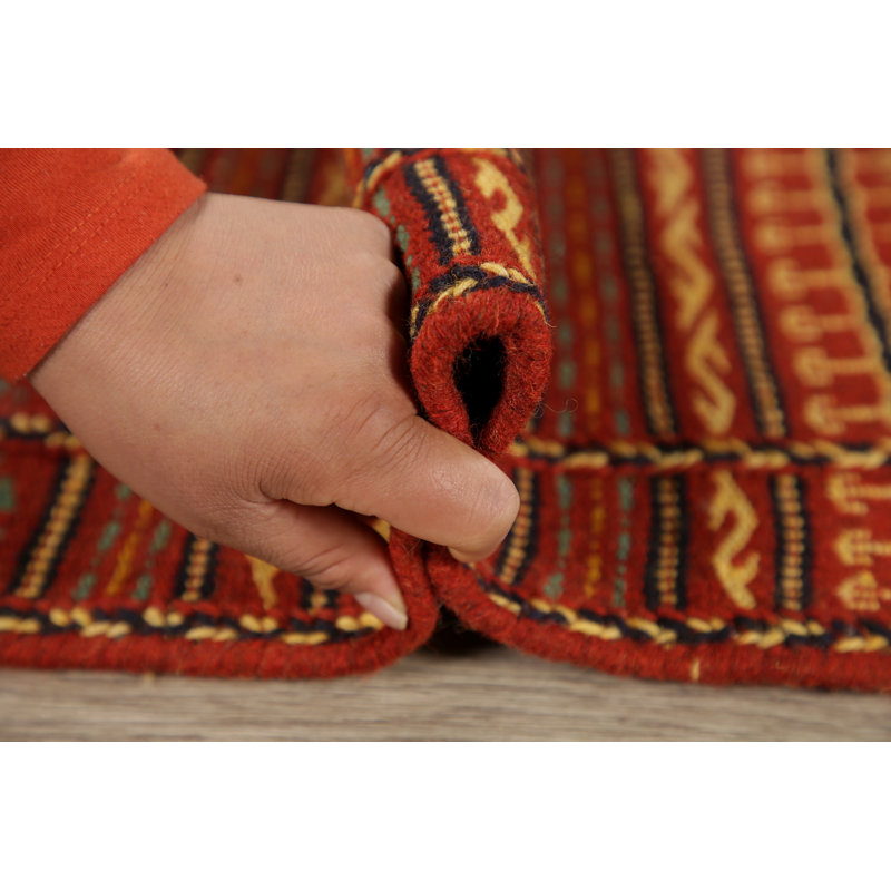 Tapis unique en laine noué à la main nouvel âge rouille 3 pi 2 po x 4 pi 8 po Nizaiah