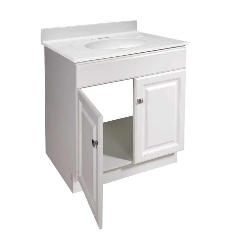Meuble-lavabo de 31 po avec plateau Wyndham, blanc, prêt à assembler, blanc