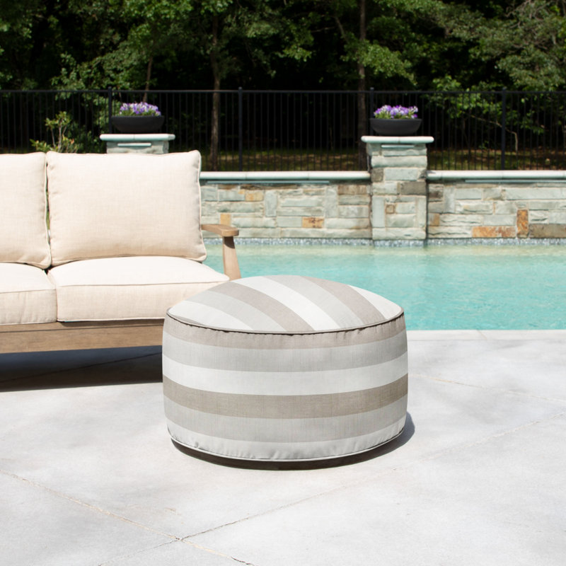 Upholstered Outdoor Ottoman with Sunbrella® Cushion, Beige