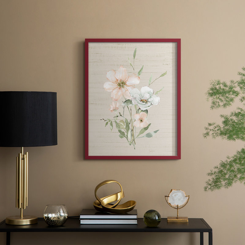 «Organic Botanical I», reproduction encadrée - bois massif, H 21 po x l 17 po, Rouge