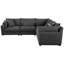 Canapé modulaire 5 pièces noir, bois de pin et contreplaqué, coussins en plumes de mousse, amovibles pour l'entretien