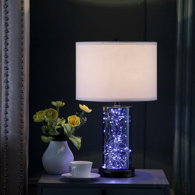 Lampe de table - Matériau décoratif en verre Mid-Century 21,25 po chrome noir