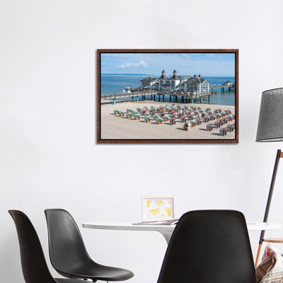 Seebrücke Sellin (Sellin Pier) In Summer, Mecklenburg-Vorpommern, Germany by Jan Becke - Floater Frame Rectangle Gallery-Wrapped Canvas GiclÃ©e on Canvas
