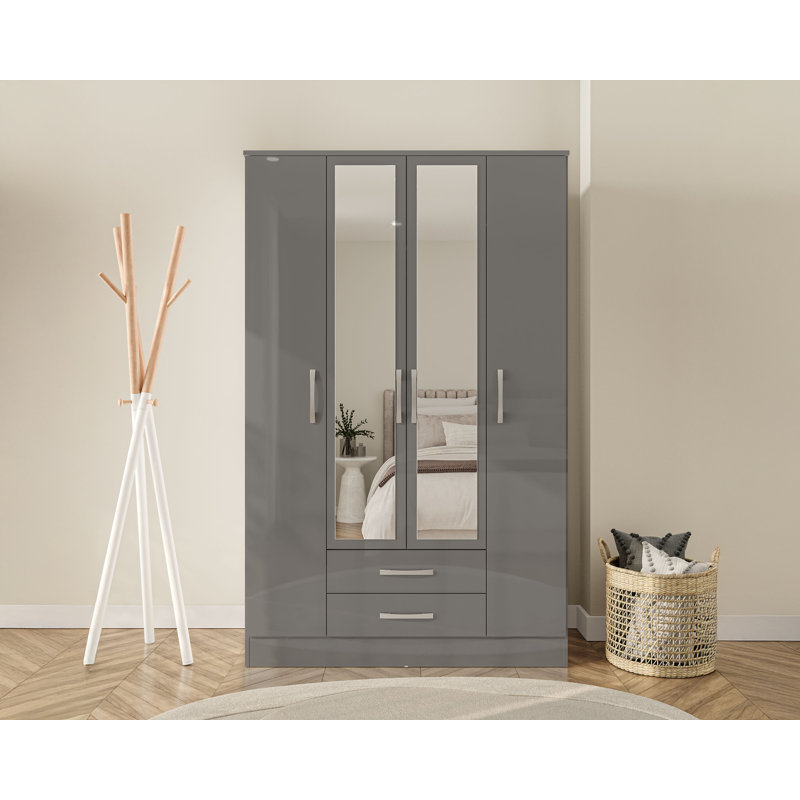 Sophia 4 Door Wardrobe, Grey