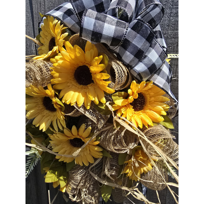 Sunflower And Raffia Wreath