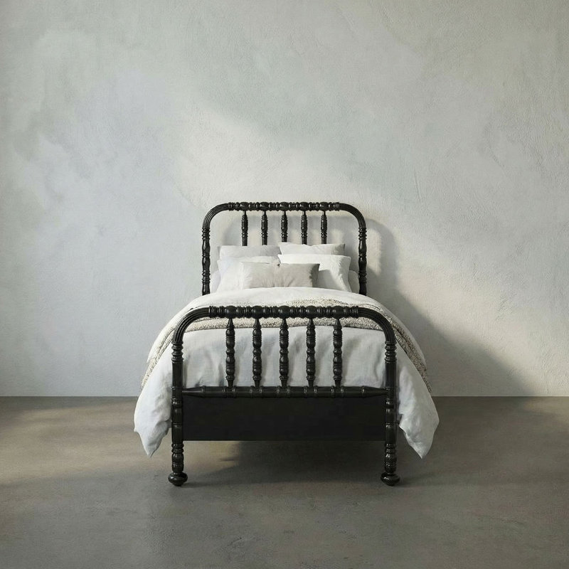 Bachelor Solid Wood Slat Bed, White Wash, Twin