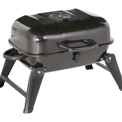 Barbecue au charbon de 35,5 cm (14 po) - Portable pour les grillades en plein air, le camping, les pique-niques, émaillé, ventilé, pieds pliables, surface de cuisson de 1550 cm² (223 po²), barbecue de table noir de 35,5 cm (14 po), revêtement émaillé, ventilation, pour des grillades réussies