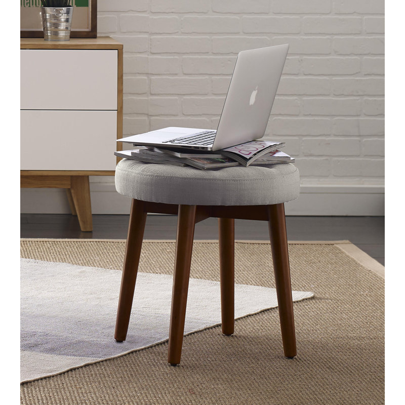 Elle Decor Penelope Round Tufted Stool, Storm Gray