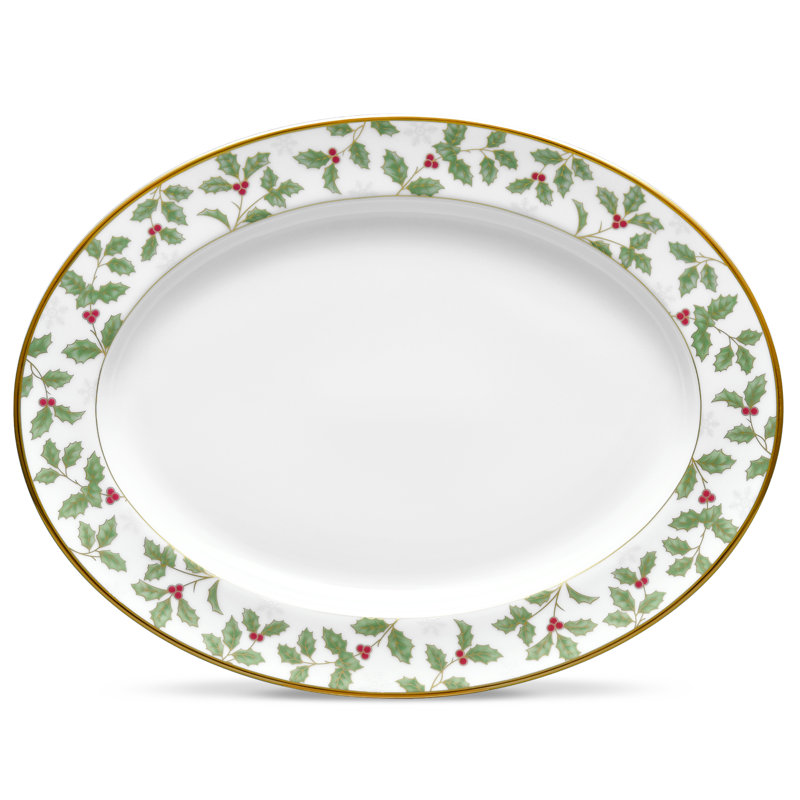 Plateau ovale Noritake Holly & Berry Gold, 14 po