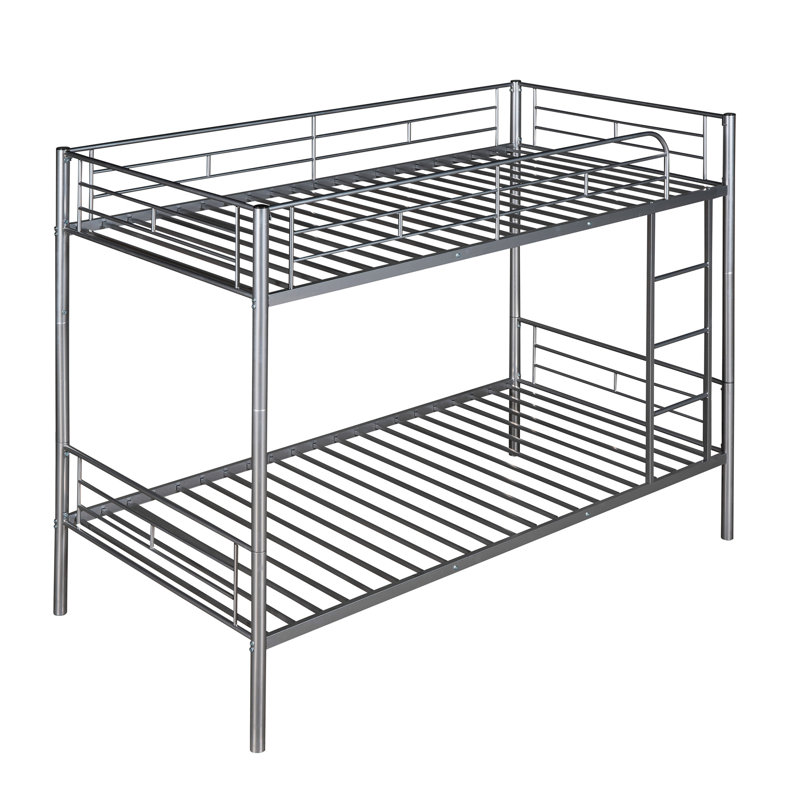 Silver Twin Over Metal Bed Bunk - Construction, Coating, Space Management Method In Stable Structure, Utilization