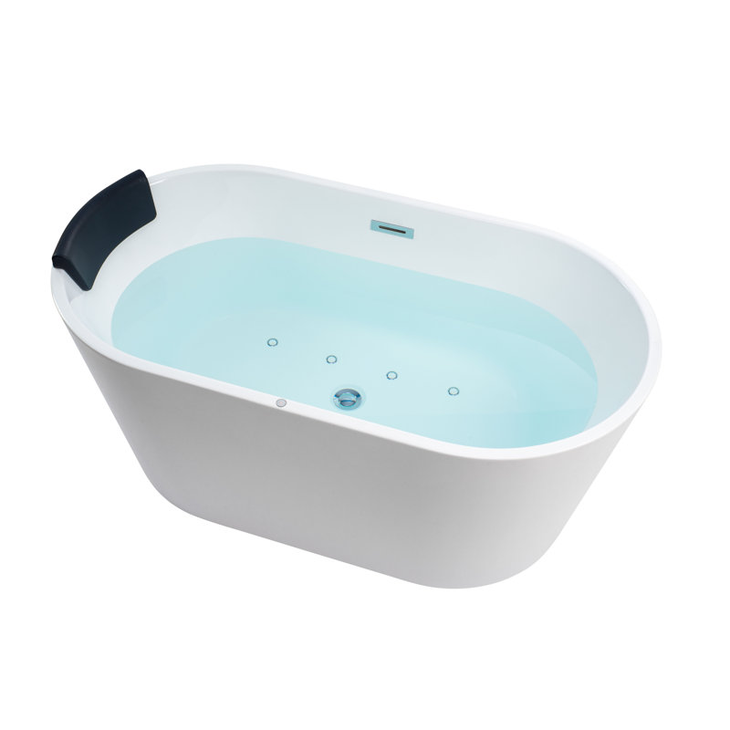 59" x 30" Freestanding Air Acrylic Bathtub with Light, 54" L x 32" W