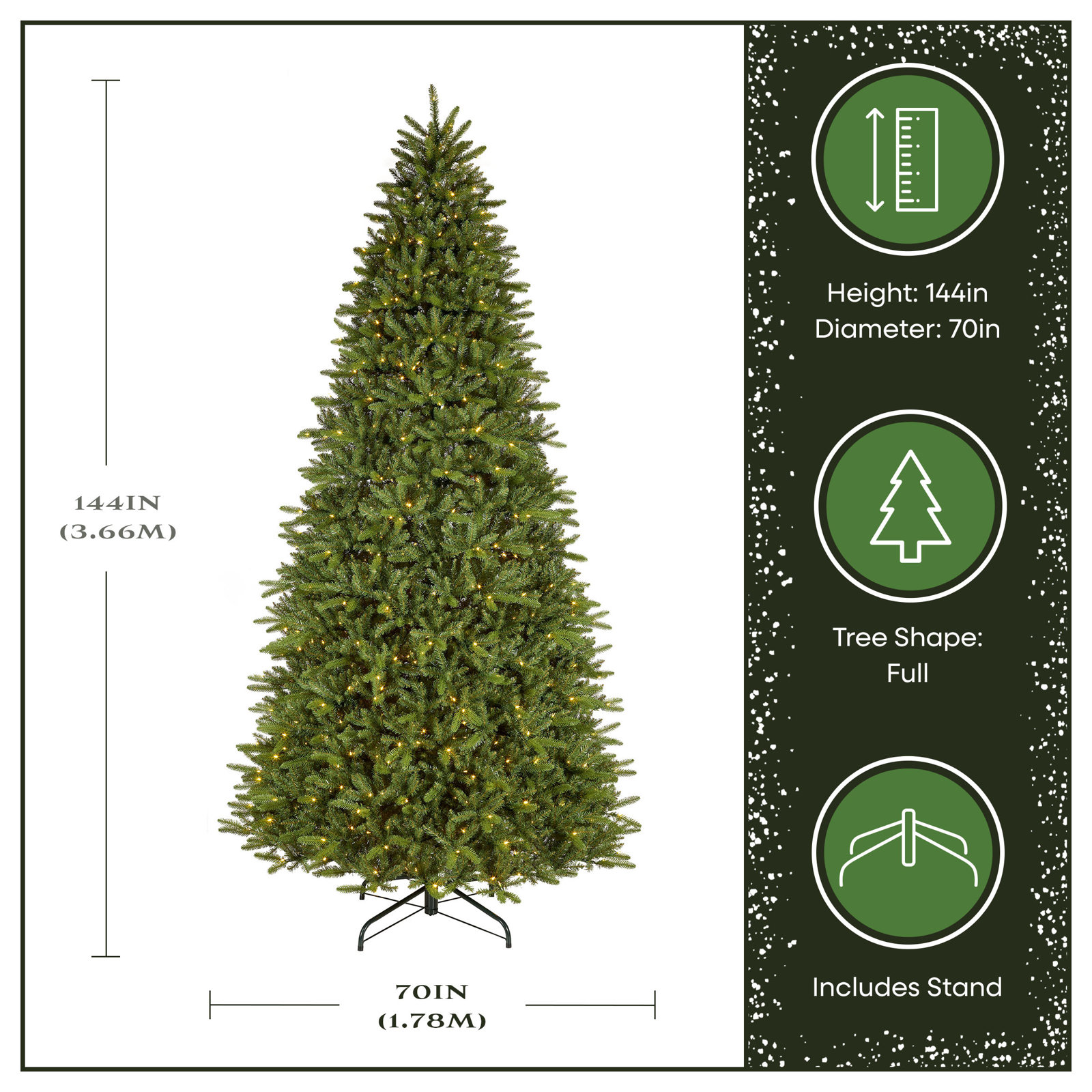 Reena Pre-Lit Fir Christmas Tree, 12'