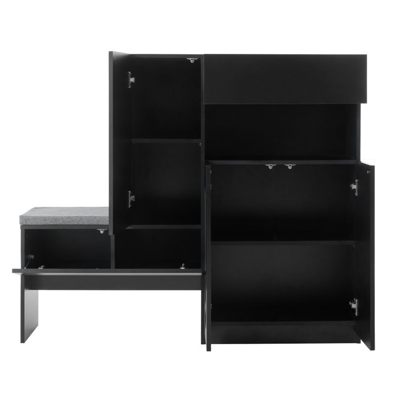 Armoires avec banc pour le couloir et l'entrée, Noir