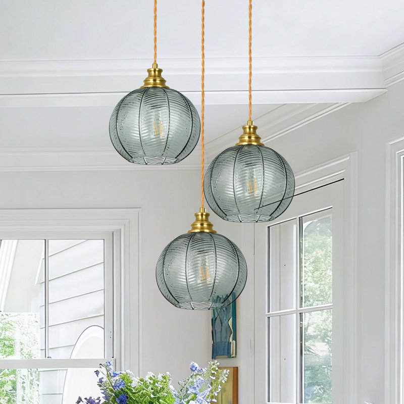 Emiliani Modern Pendant Light With Globe Glass Shade, Green