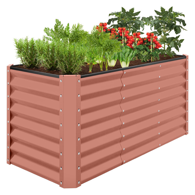 Metal Raised Garden Bed for Outdoor, Beige, 24" H x 48" W x 24" D