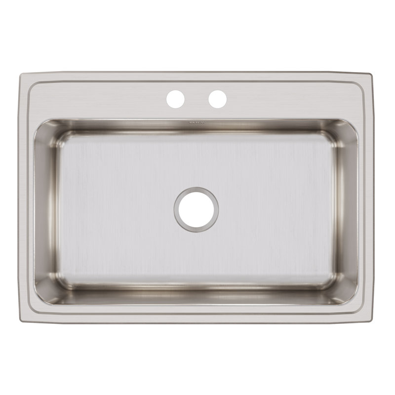 Évier de cuisine encastrable L 31 po x l 22 po Lustertone, 2 trous, Acier inoxydable