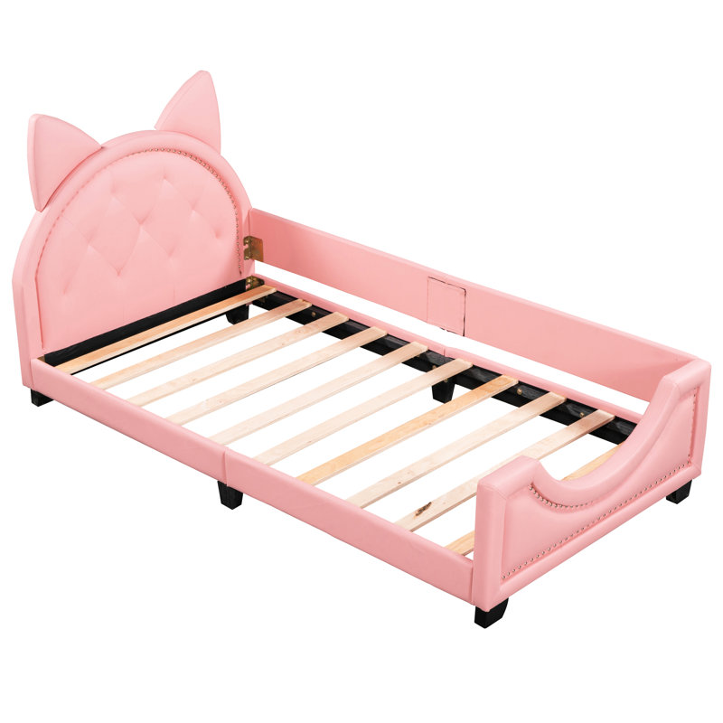 Pink Twin Upholstered Daybed - Generous Space For A Good Night's Rest With Upholstery And Carton Ears Headboard Low Profile Design