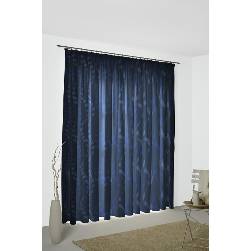 Pearson Pencil Pleat, Single Curtain, opaque, Blue, 132cm Width x 255cm Drop