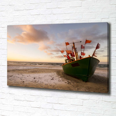 Fishing Boat Beach - Wrapped Canvas Print