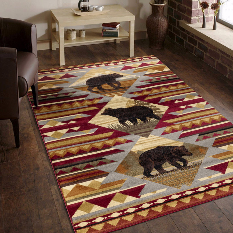 Lodge Style Style Area Rug, Rectangle 2' x 3'