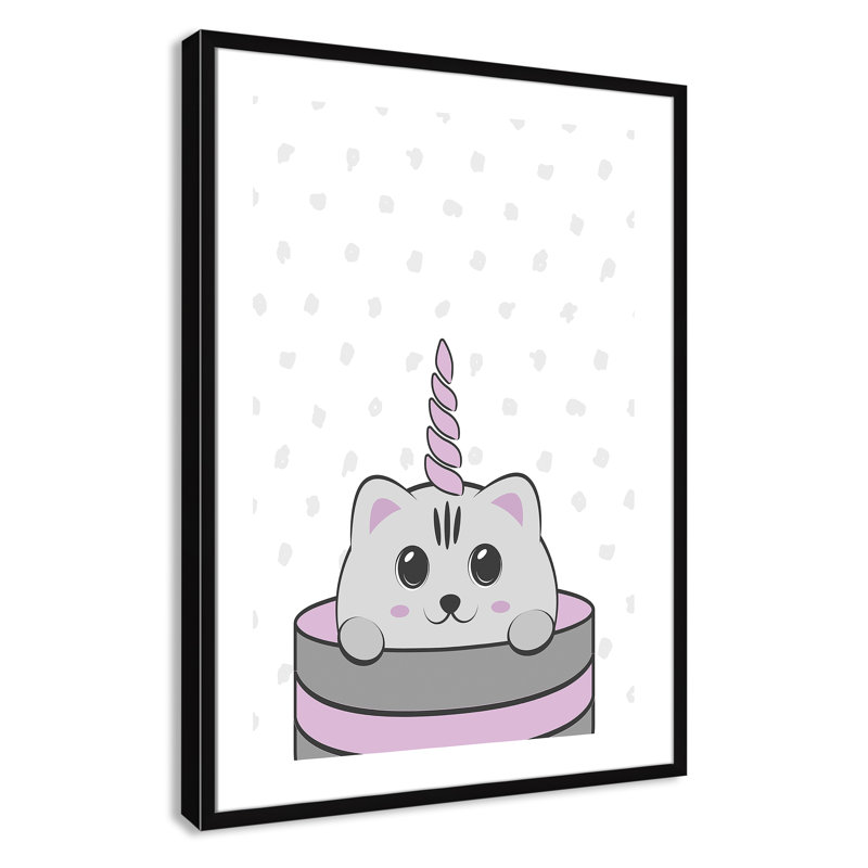 Caticorn I, art encadré, H 34,5 po x l 24,5 po x P 1,18 po, Structure noire
