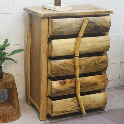 Wabi-Sabi Style Solid Wood Entryway Cabinet